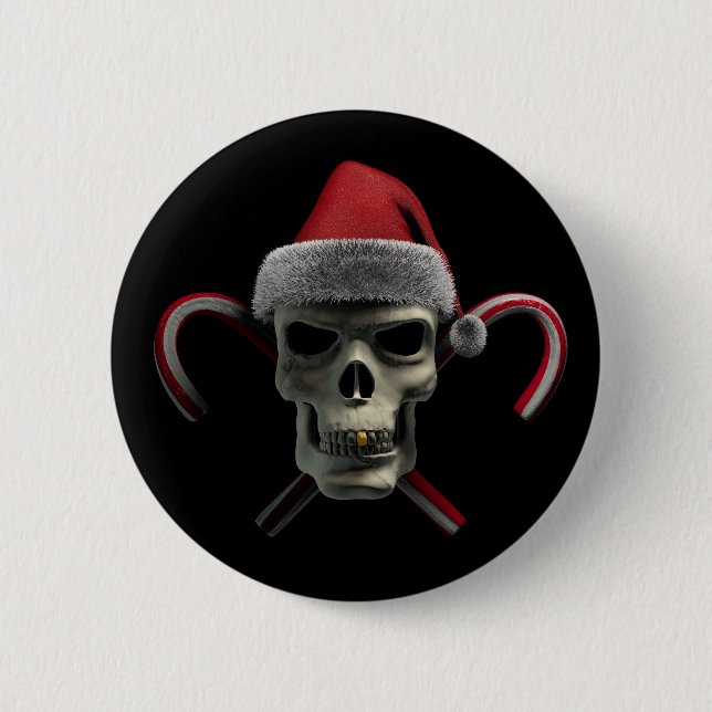 Badge Rond 5 Cm Crâne de Noël (Devant)