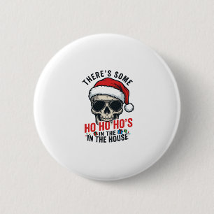 Badge Rond 5 Cm Crâne de Noël Ho Ho Ho Humour Design