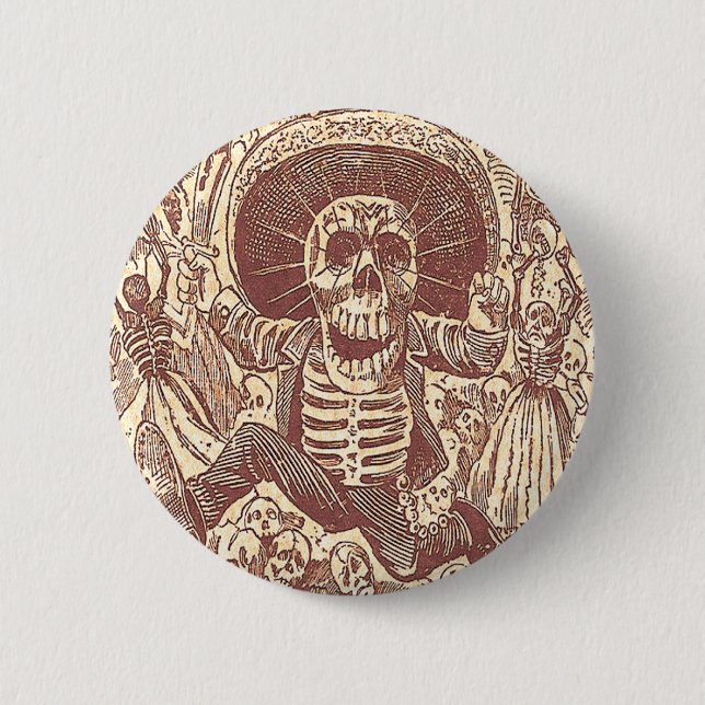Badge Rond 5 Cm Crâne de Oaxaca, La Calavera Oaxaqueña (Devant)