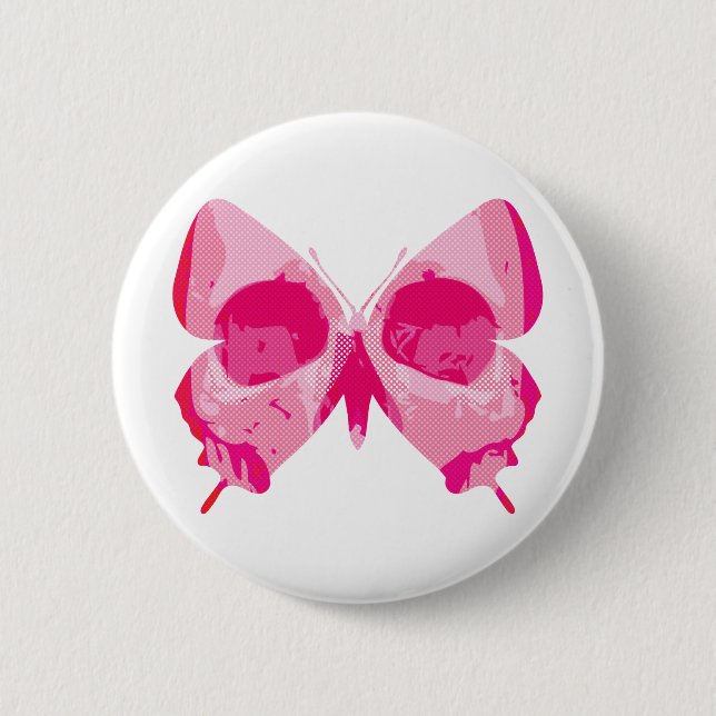 Badge Rond 5 Cm Crâne de papillon (Devant)