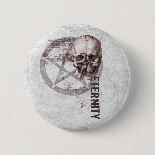 Badge Rond 5 Cm Crâne de pentagramme (Devant)
