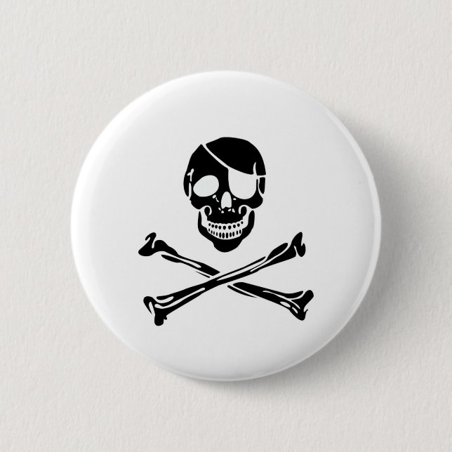 Badge Rond 5 Cm Crâne de pirate (Devant)