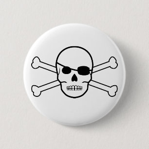 Badge Rond 5 Cm crâne de pirates et arêtes croisées