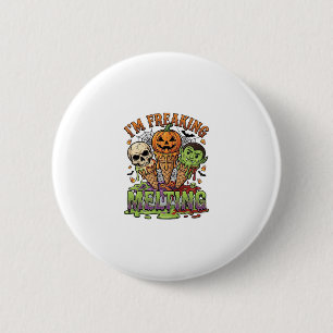 Badge Rond 5 Cm Crâne de pompe à glace d'Halloween qui fond complè