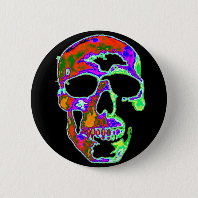 Badge Rond 5 Cm Crâne de Psychedellic (Devant)