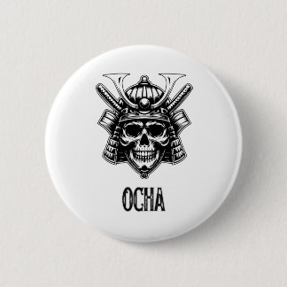Badge Rond 5 Cm Crâne de Samouraï Noir Kabuto
