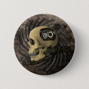 Badge Rond 5 Cm Crâne de Steampunk