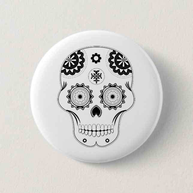 Badge Rond 5 Cm Crâne de sucre (Devant)