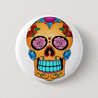 Badge Rond 5 Cm Crâne de sucre de tatouage - jour des morts,