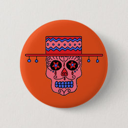 Badge Rond 5 Cm Crâne de sucre Gaucho
