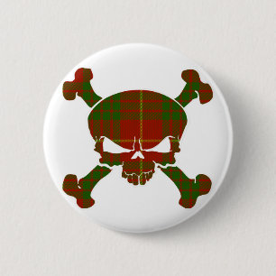 Badge Rond 5 Cm Crâne de tartan de Cameron aucun bouton de