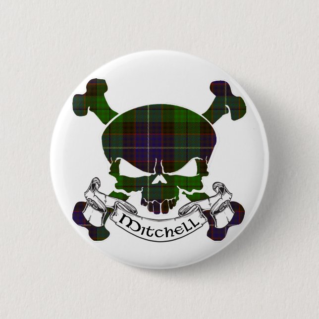 Badge Rond 5 Cm Crâne de tartan de Mitchell (Devant)