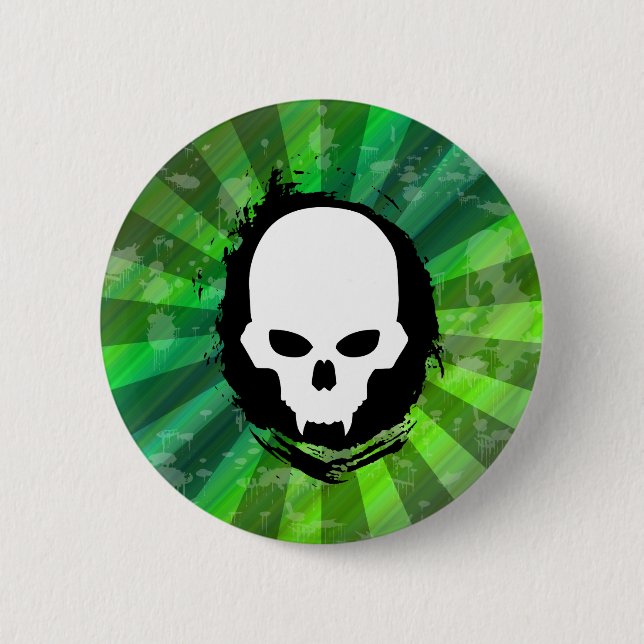 Badge Rond 5 Cm Crâne de vampire (Devant)