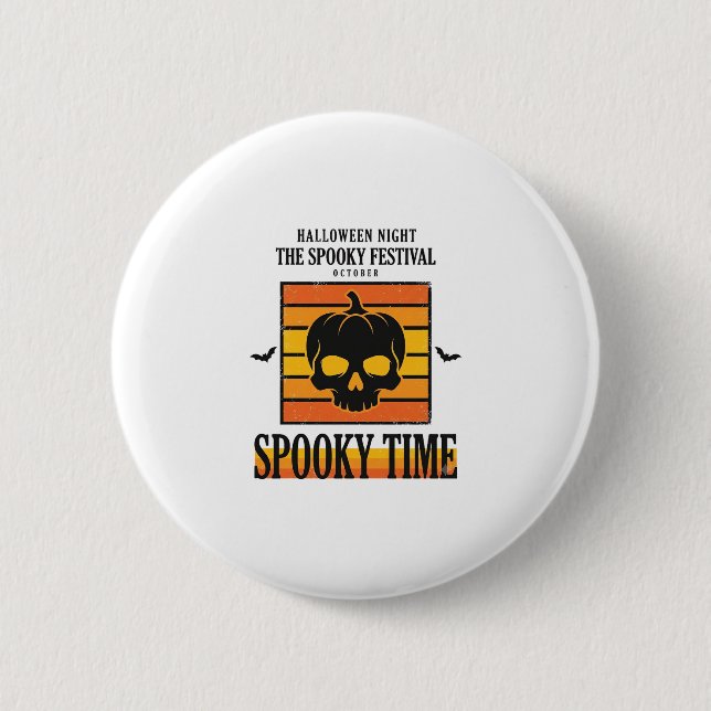 Badge Rond 5 Cm Crâne d'Halloween Drôle Épouvantable Citation Vint (Devant)