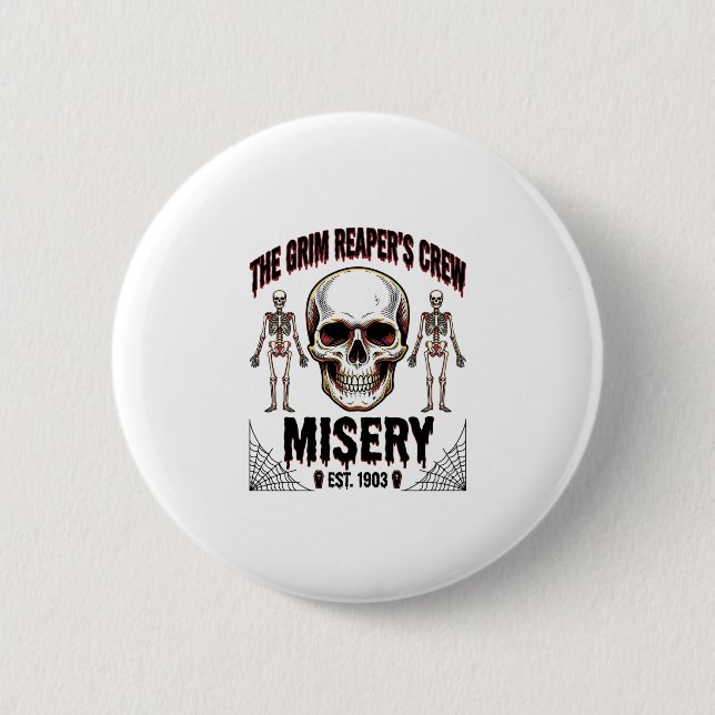 Badge Rond 5 Cm Crâne d'Halloween Effrayant Créatif Histoire Vinta (Devant)