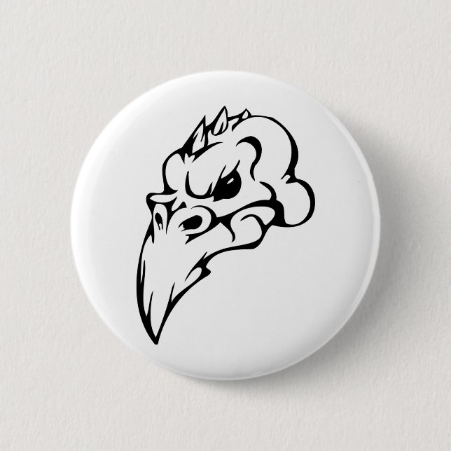 Badge Rond 5 Cm Crâne d'oiseaux (Devant)