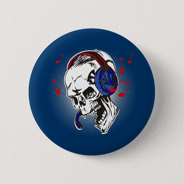 Badge Rond 5 Cm Crâne du DJ (Devant)
