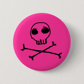 Badge Rond 5 Cm Crâne et bouton d'os croisés