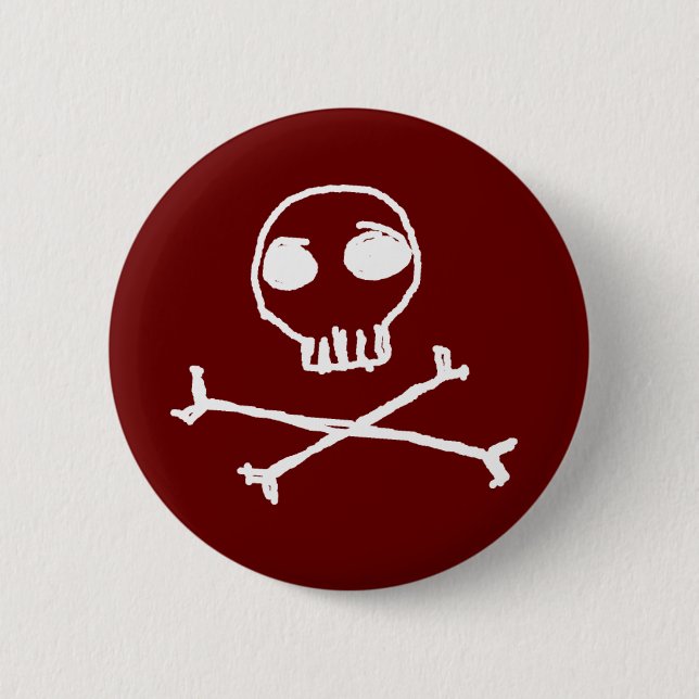 Badge Rond 5 Cm Crâne et bouton d'os croisés (Devant)