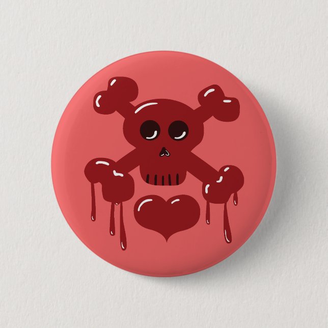 Badge Rond 5 Cm Crâne et os croisés (Devant)