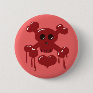 Badge Rond 5 Cm Crâne et os croisés