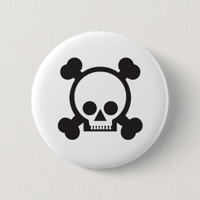 Badge Rond 5 Cm crâne et os croisés 2 (Devant)