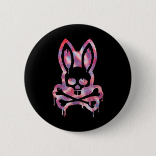 Badge Rond 5 Cm Crâne et os croisés D Lapin Horreur Bunny H