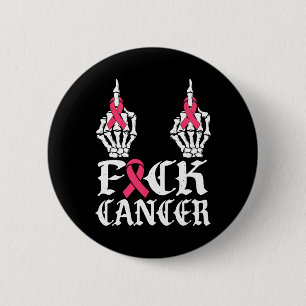 Badge Rond 5 Cm Crâne et os croisés Squelette Cancer Du Sein 1