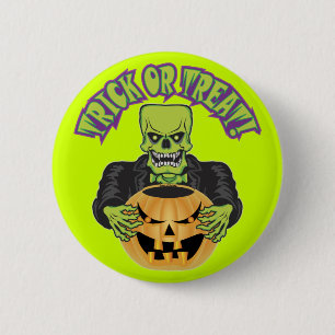 Badge Rond 5 Cm Crâne Frankenstein