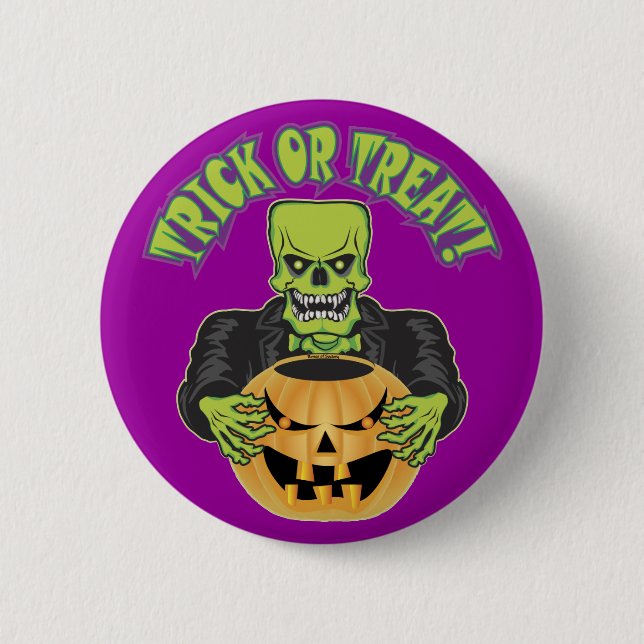 Badge Rond 5 Cm Crâne Frankenstein (Devant)