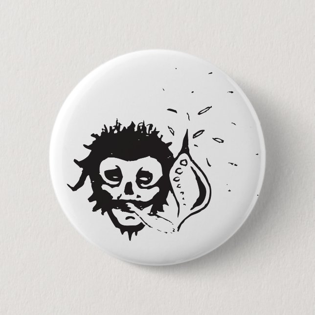 Badge Rond 5 Cm crâne fumant (Devant)