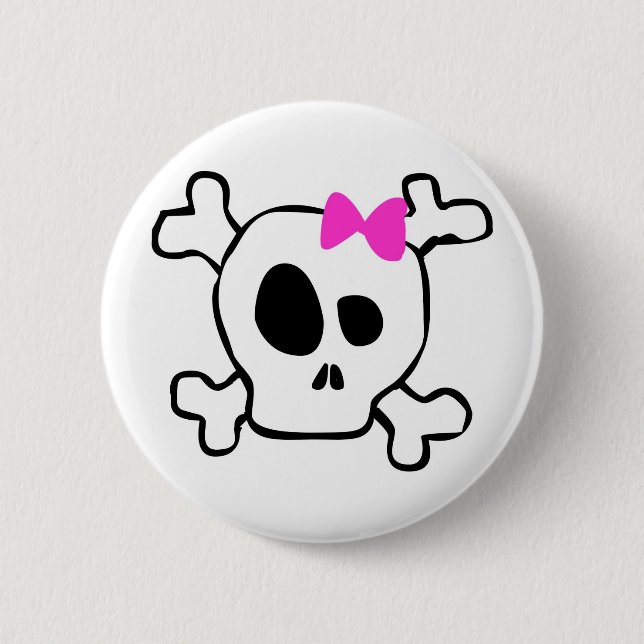 Badge Rond 5 Cm Crâne Girly (Devant)