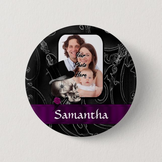 Badge Rond 5 Cm Crâne gothique de tatouage (Devant)
