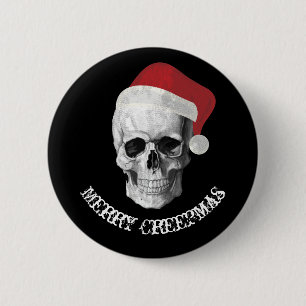 Badge Rond 5 Cm Crâne grunge Père Noël