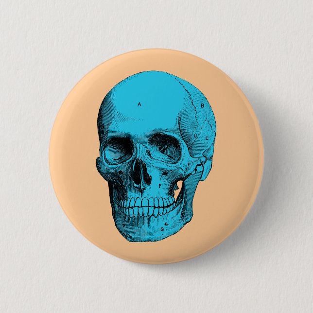 Badge Rond 5 Cm Crâne humain d'anatomie (Devant)
