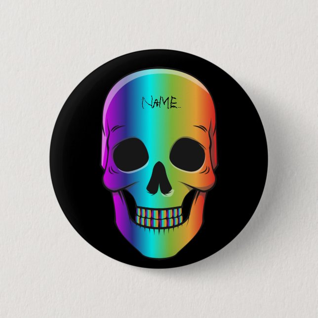 Badge Rond 5 Cm Crâne humain psychédélique Thunder_Cove (Devant)
