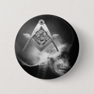 Badge Rond 5 Cm Crâne maçonnique d'alien de rayon X