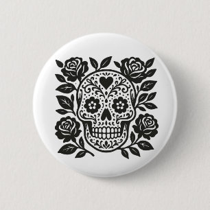 Badge Rond 5 Cm Crâne mexicain