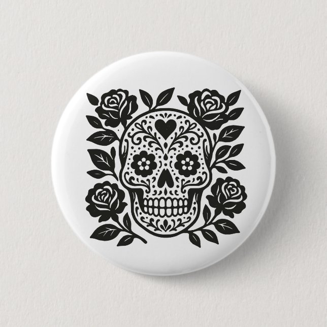 Badge Rond 5 Cm Crâne mexicain (Devant)