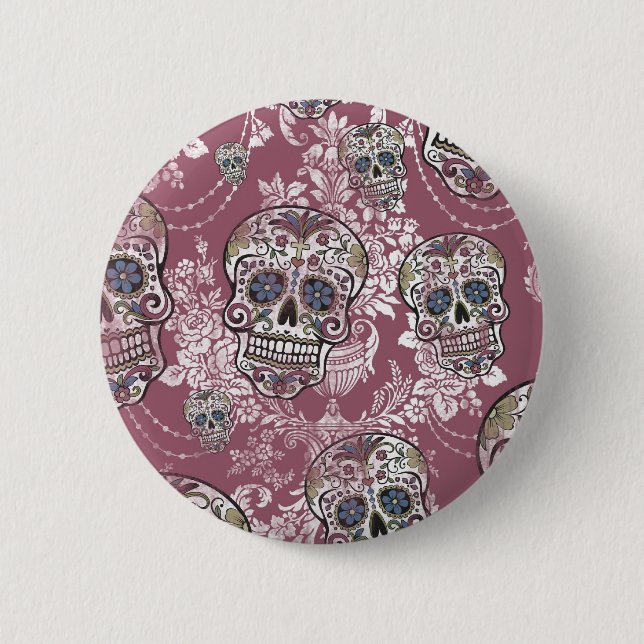 Badge Rond 5 Cm Crâne mûr doux sucré de sucre (Devant)