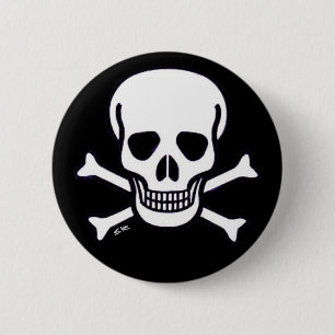 Badge Rond 5 Cm Crâne n Bones grand crâne bouton noir