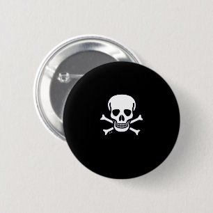 Badge Rond 5 Cm Crâne n Bones petit crâne bouton noir