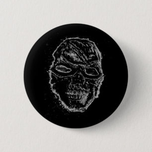Badge Rond 5 Cm Crâne noir