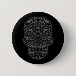 Badge Rond 5 Cm Crâne noir complexe de sucre