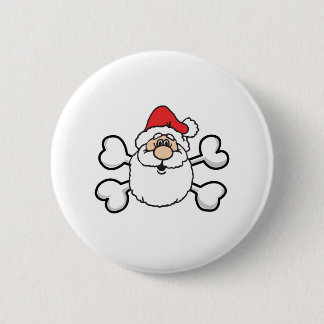 Badge Rond 5 Cm Crâne père Noël et os croisés