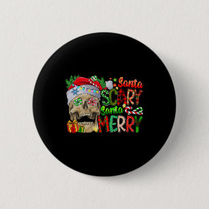 Badge Rond 5 Cm Crâne Père Noël Scanner Père Noël Joyeux Noël Corr
