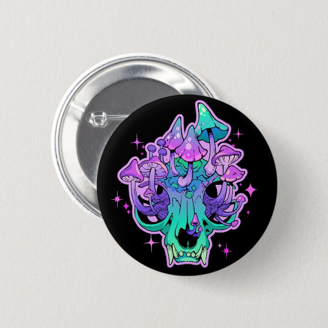 Badge Rond 5 Cm Crâne psychédélique (Devant & derrière)