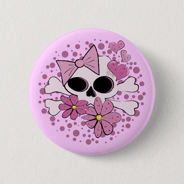Badge Rond 5 Cm Crâne punk Girly (Devant)