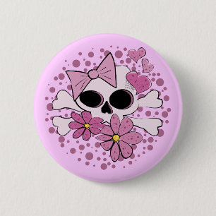 Badge Rond 5 Cm Crâne punk Girly