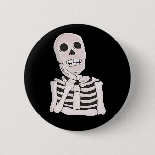 Badge Rond 5 Cm Crâne réfléchi